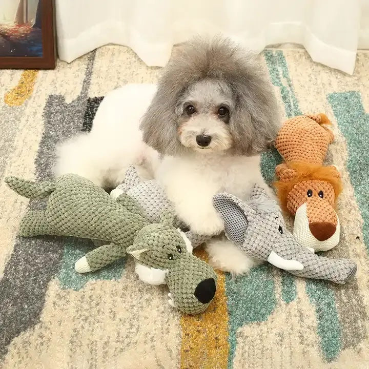 Cute dog toy cuddly toy, aportier toy with squeak function