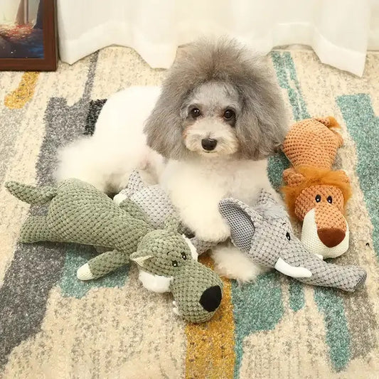 Cute dog toy cuddly toy, aportier toy with squeak function