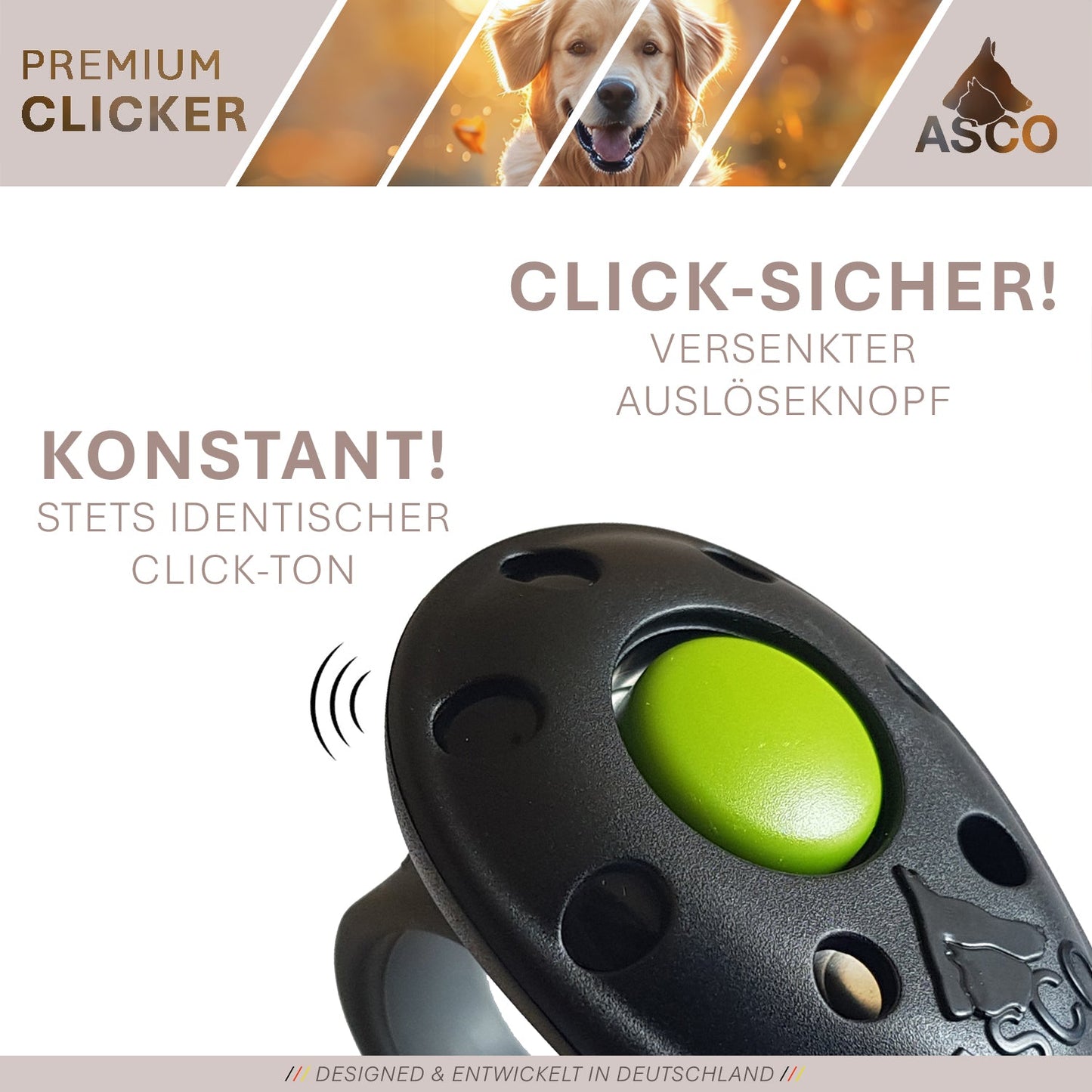 ASCO Finger Clicker - Clicker training premium clicker for dogs, cats, horses