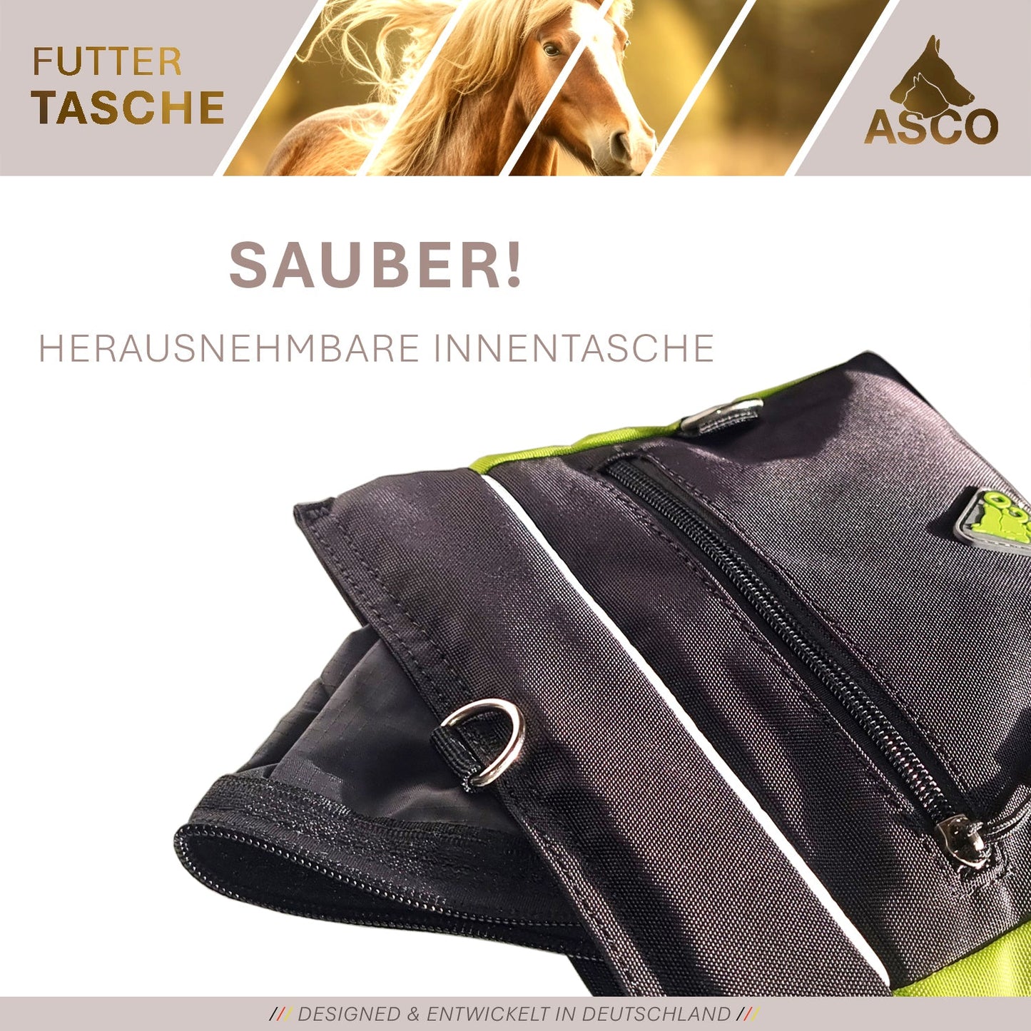 ASCO food bag with one-hand snap closure, treat bag 20x20 cm, QuickTouch treat bag