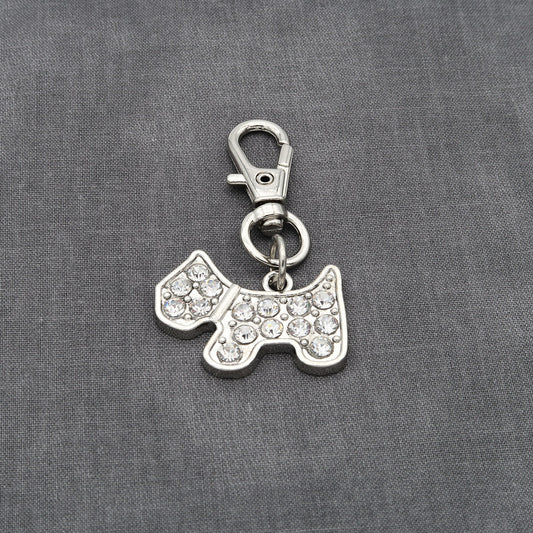 Cute pendant with dog motif and rhinestones