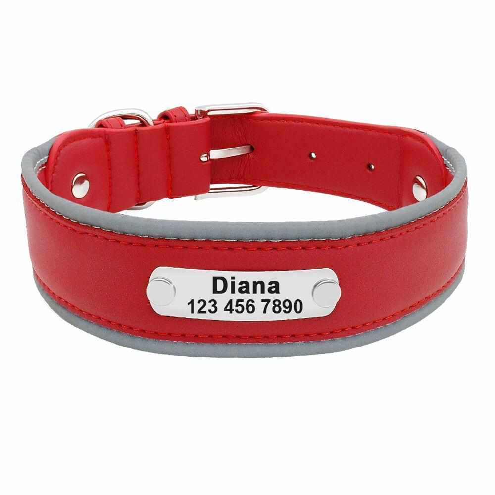 Extra breites personalisiertes Hundehalsband mit reflektierendem Rand