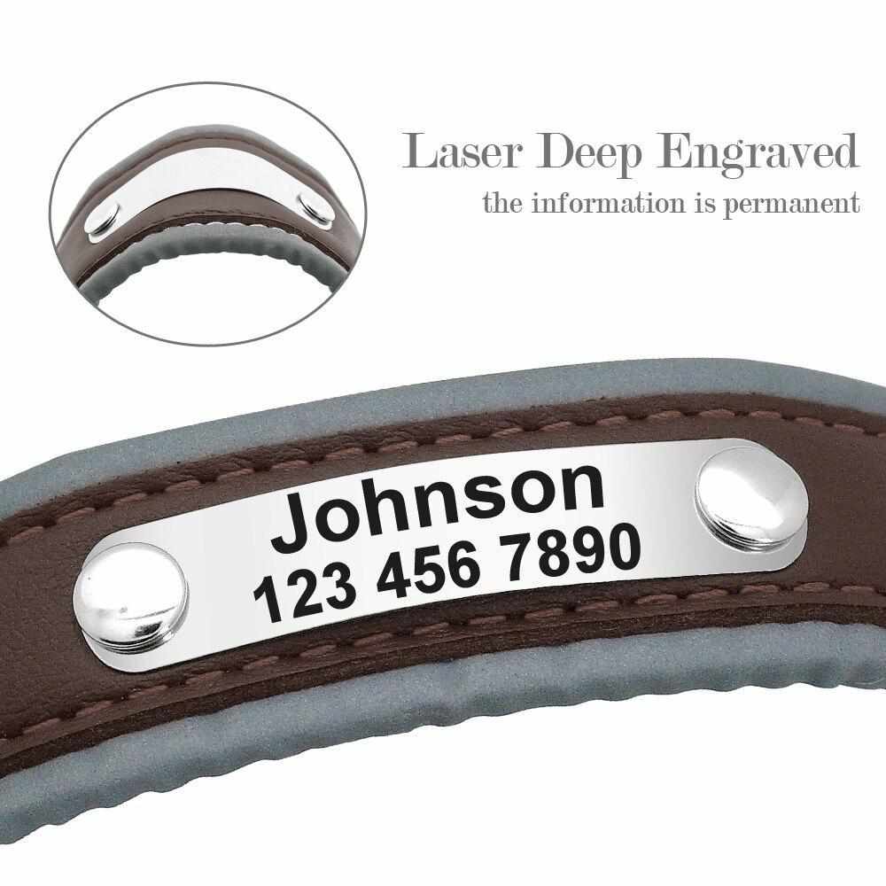 Extra breites personalisiertes Hundehalsband mit reflektierendem Rand