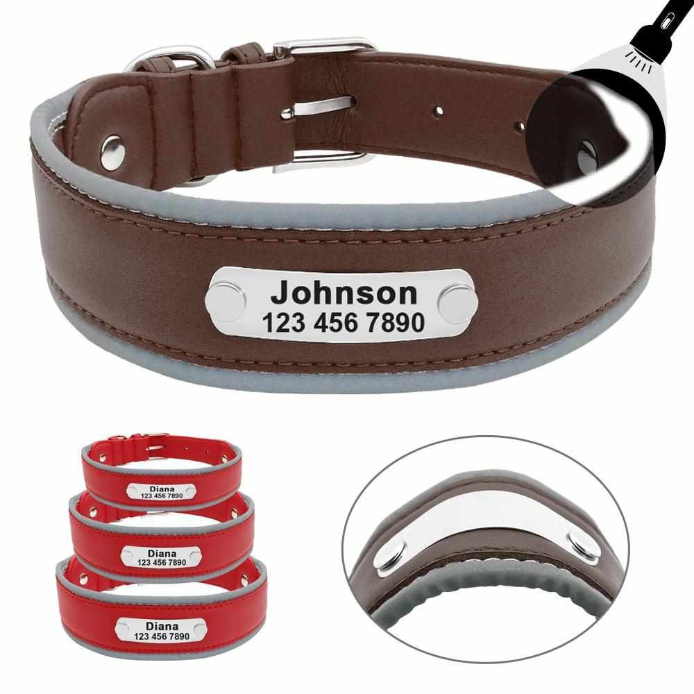 Extra breites personalisiertes Hundehalsband mit reflektierendem Rand