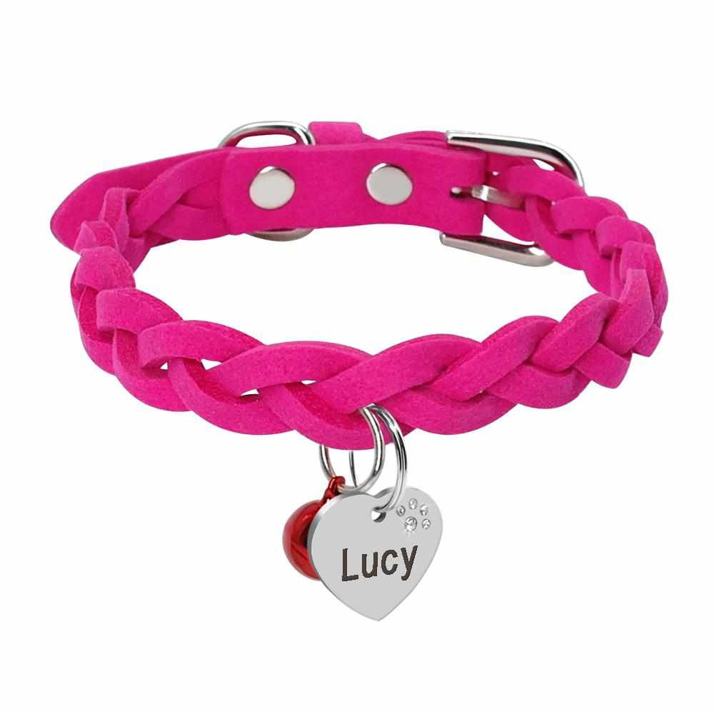 Geflochtenes Hundehalsband aus Wildleder personalisiert