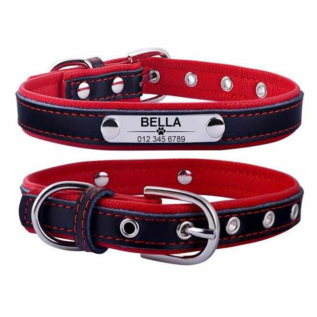 Personalisiertes dunkles Lederhalsband mit gratis Gravur