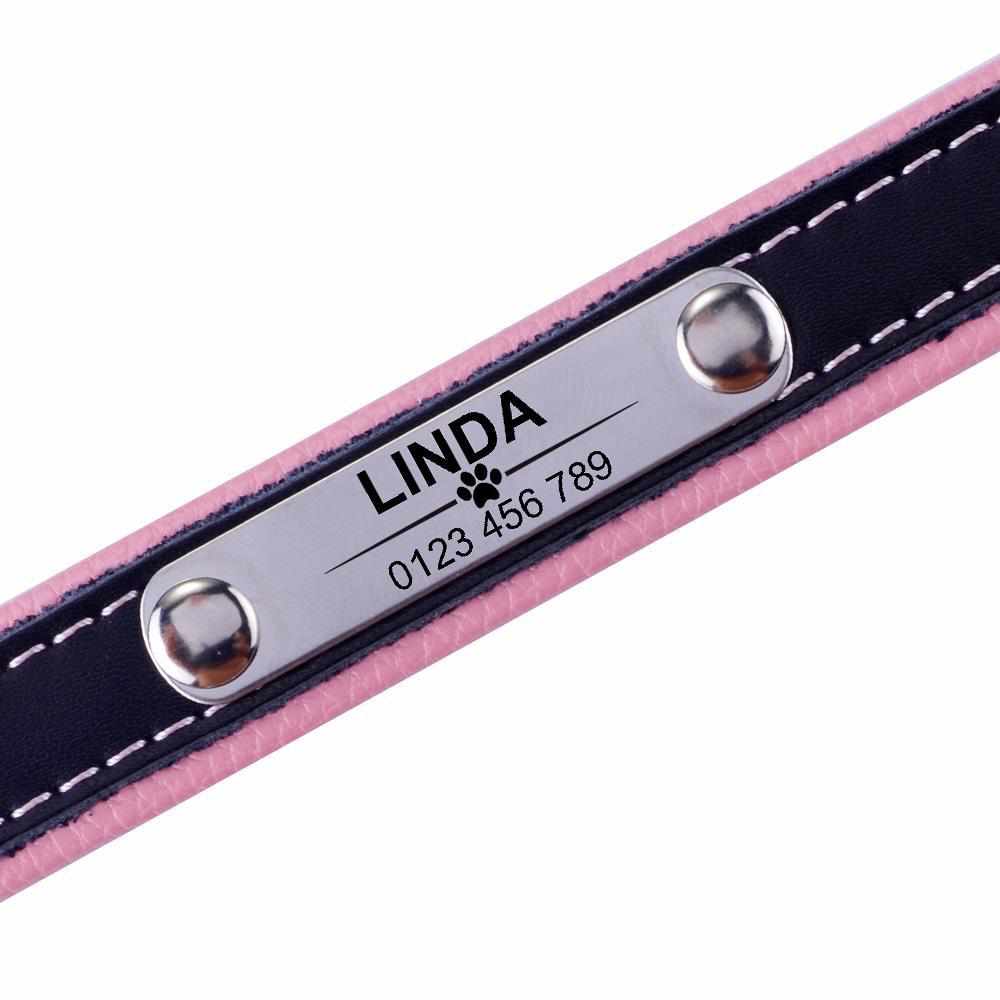 Personalisiertes dunkles Lederhalsband mit gratis Gravur