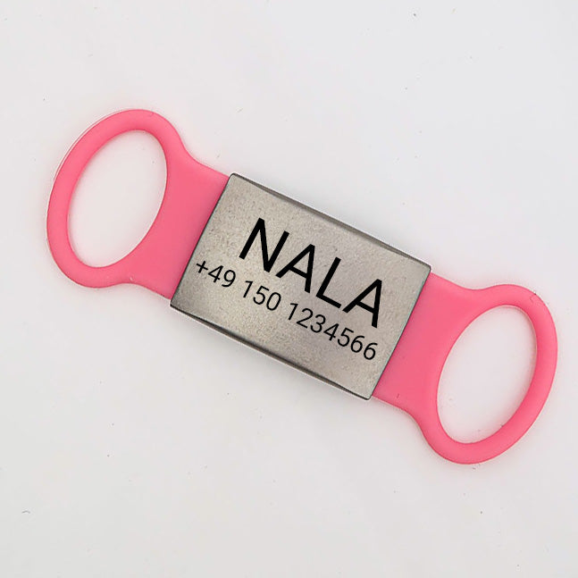 Rattle-free dog tag silicone slider with stainless steel tag for collars incl. FREE engraving