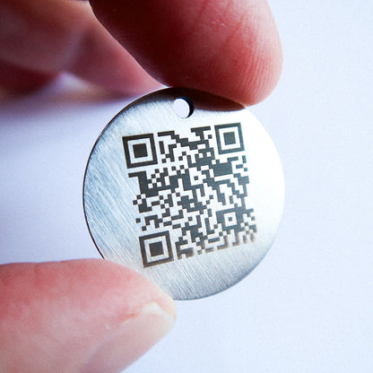 SOS dog tag with engraved QR code and name / phone / Tasso