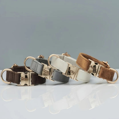 Personalized Velvet Dog Collar "Emilia" with Engraving – Adjustable & Elegant 