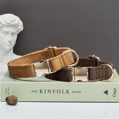 Personalized Velvet Dog Collar "Emilia" with Engraving – Adjustable & Elegant 