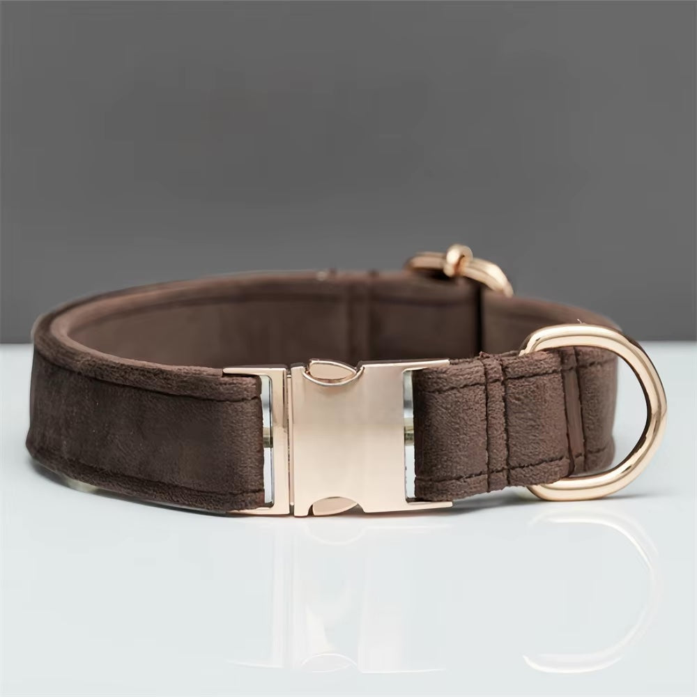 Personalized Velvet Dog Collar "Emilia" with Engraving – Adjustable & Elegant 