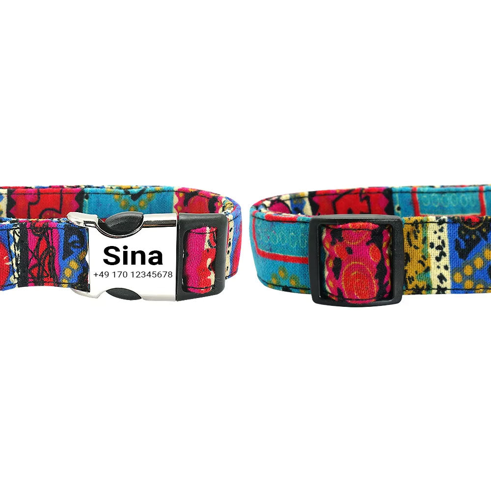Dog Collar “Sina” – Personalized with Name & Number | Adjustable, colorful & sturdy 