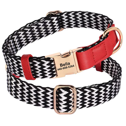 Personalized dog collar Lovi made of nylon & leather - Name & phone number (S-L)
