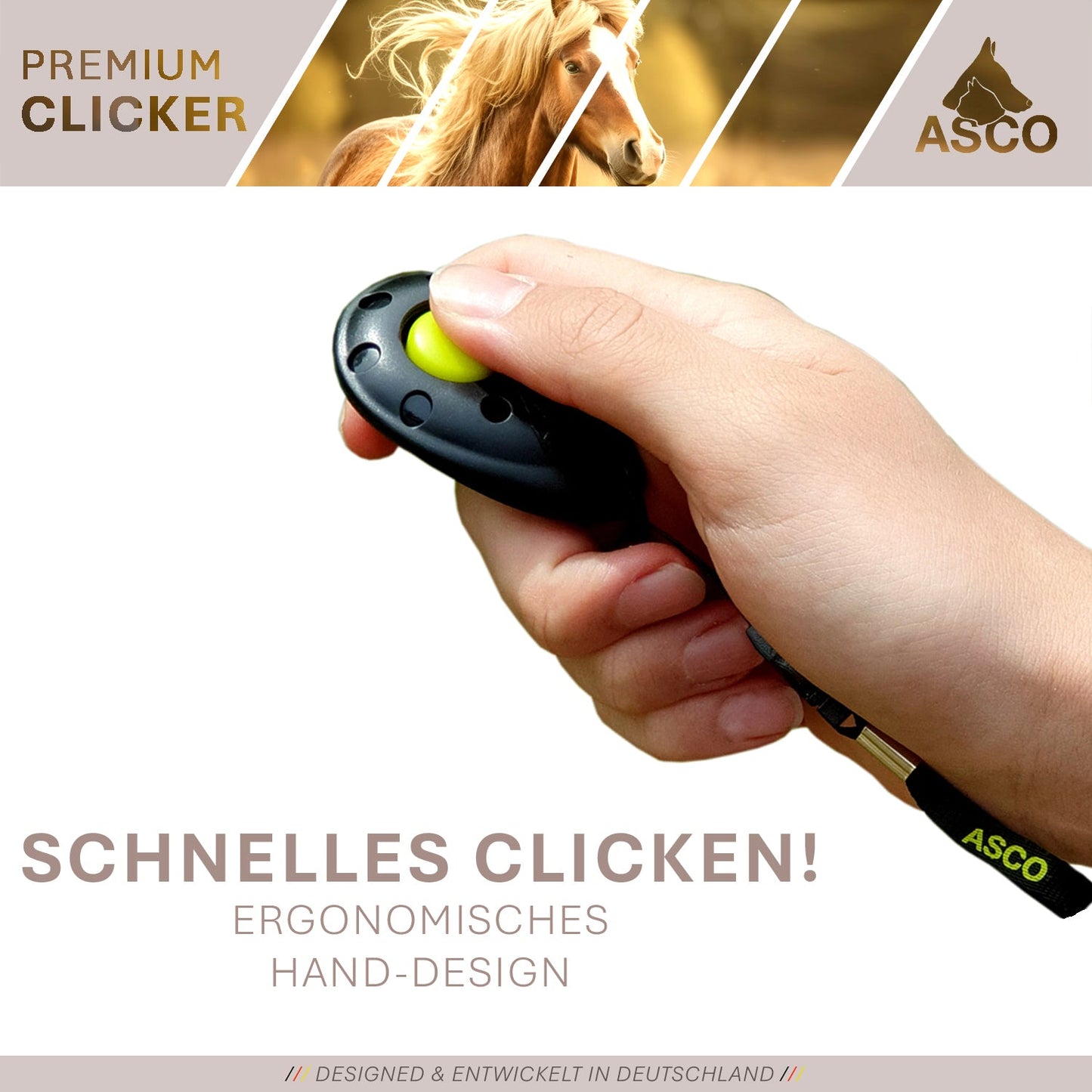 ASCO Finger Clicker - Clicker training premium clicker for dogs, cats, horses
