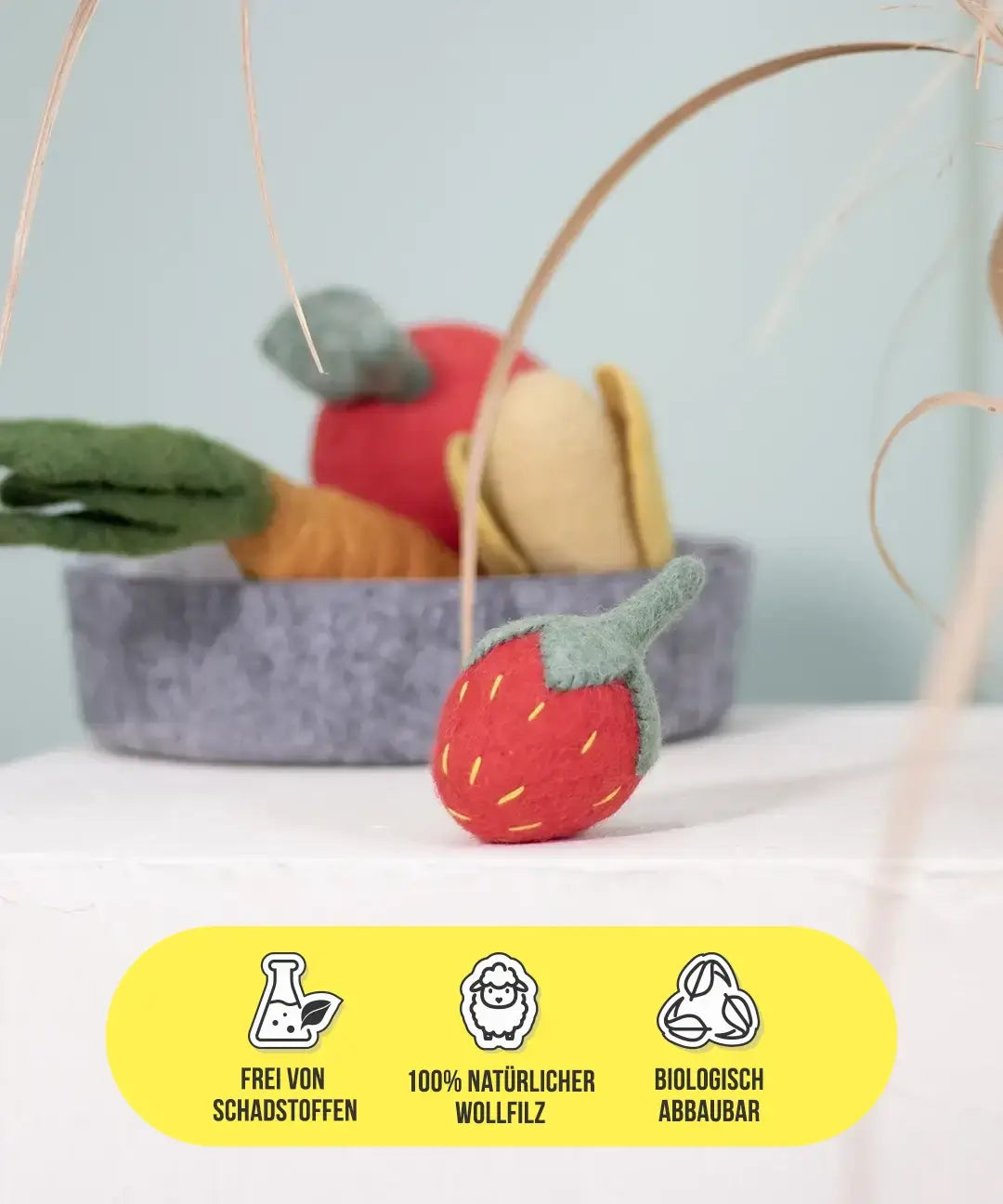 BUDDY. Dog toy made of wool felt "Strawberry" 